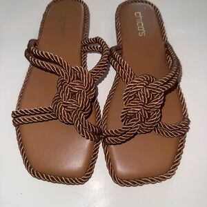 Chico's Brown Rope Slide Sandals